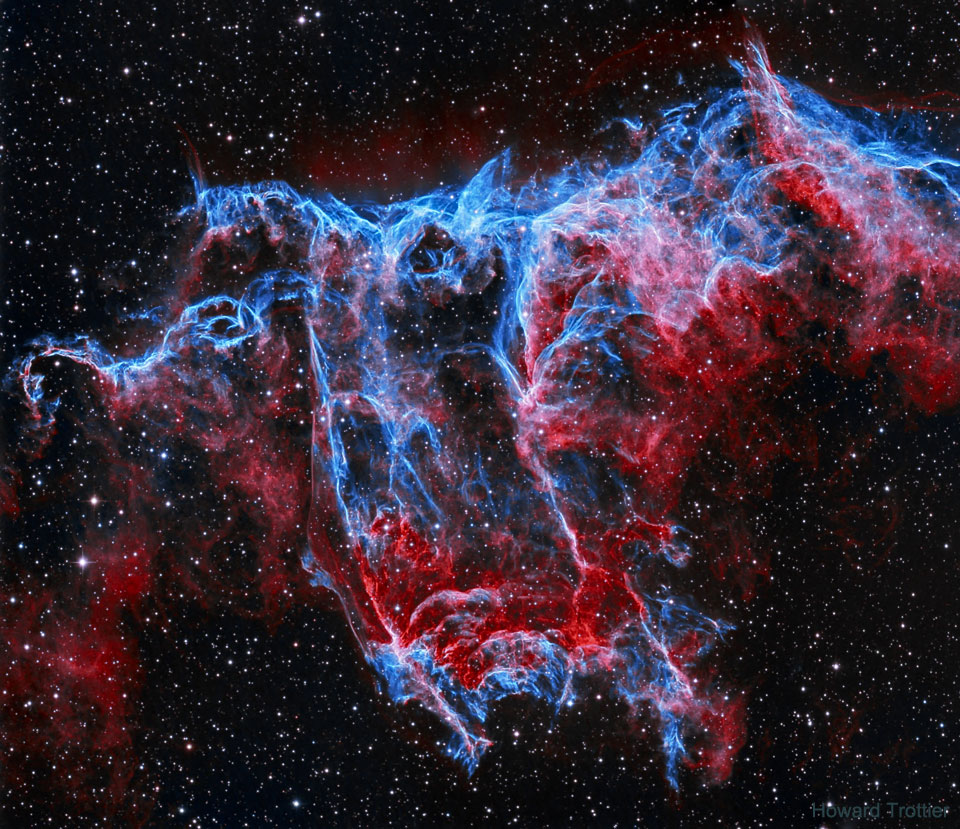 The picture shows the NGC 6995 known as 
the Bat Nebula for its shape. It is part of the larger
Veil Nebula. 
Please see the explanation for more detailed information.